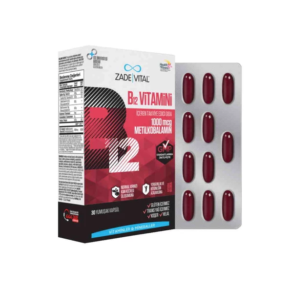 Zade Vital Vitamin B12 30 Kapsül