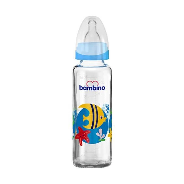 Bambino Cam Biberon 225ml 0+ Ay - Mavi - Kuş Desenli