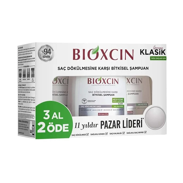 Bioxcin Klasik Yağlı Saçlar İçin Şampuan 3x300ml