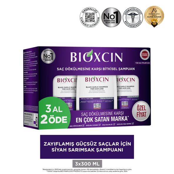 Bioxcin Siyah Sarımsak Şampuanı 3x300ml Set - Resim 2