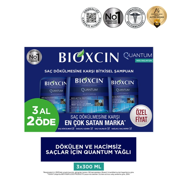 Bioxcin Quantum Şampuan Oily 3x300ml - 2