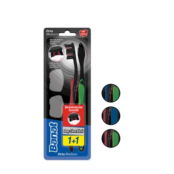 Banat Deep Clean Black 1+1 Medium Diş Fırçası Seti
