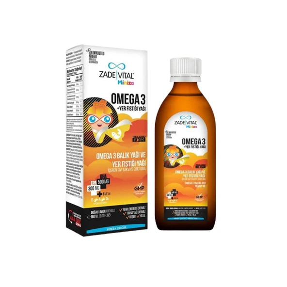Zade Vital Miniza Omega 3 ve Yer Fıstığı Yağı Limon Aromalı 150ml ürün görseli