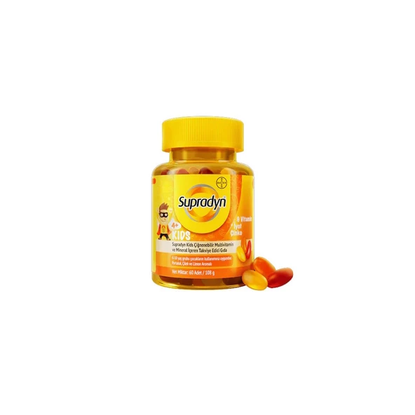 Supradyn Kids 9 Vitamin + İyot Çinko 60 Çiğnenebilir Tablet