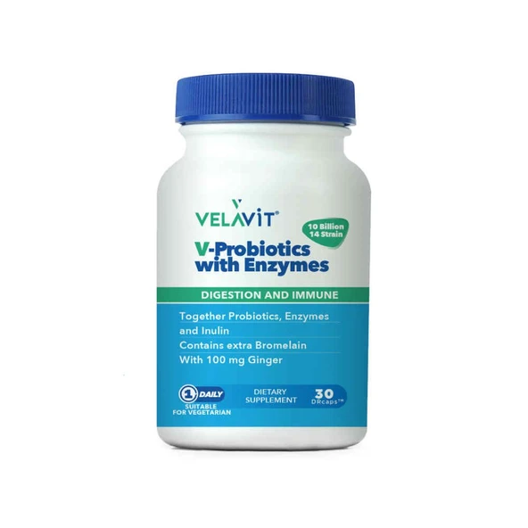 Velavit V-Probiotics With Enzymes 30 Kapsül