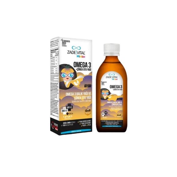 Zade Vital Miniza Omega 3 ve Çörek Otu Yağı Limon Aromalı 150ml ürün görseli