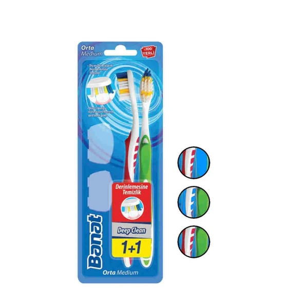 Banat Deep Clean 1+1 Medium Diş Fırçası Seti