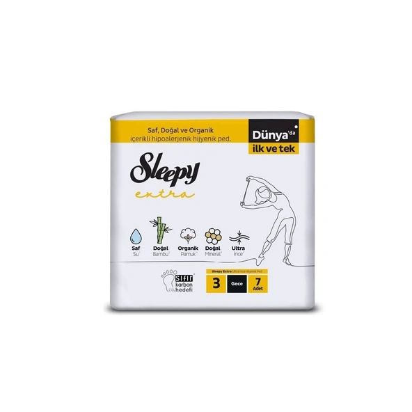 Sleepy Extra Ultra İnce Hijyenik Ped 3 Gece 7 Adet ürün görseli