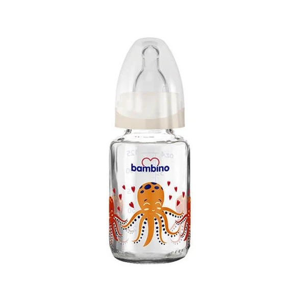 Bambino Cam Biberon 125ml 0+ Ay - Krem - Ahtapot