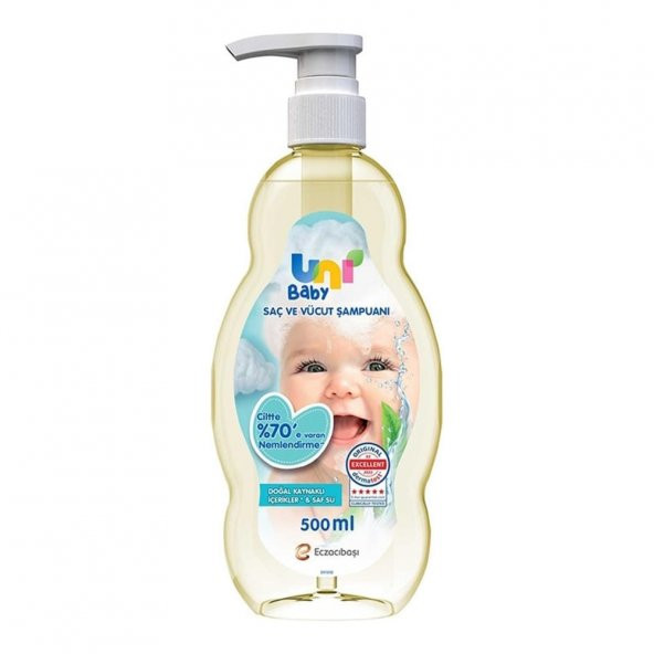 Uni Baby Saç ve Vücut Şampuanı 500ml Doğal Kaynaklı İçerikler & Saf Su