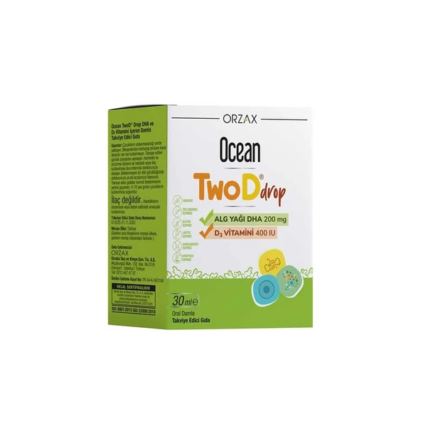 Ocean TwoDrop DHA 200mg D3 400IU 30ml