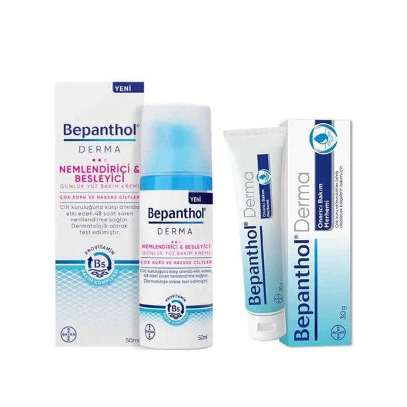 Bepanthol Derma Nemlendirici ve Besleyici Yüz Bakım Kremi 50ml + Cilt Bakım Kremi 30g Kofre
