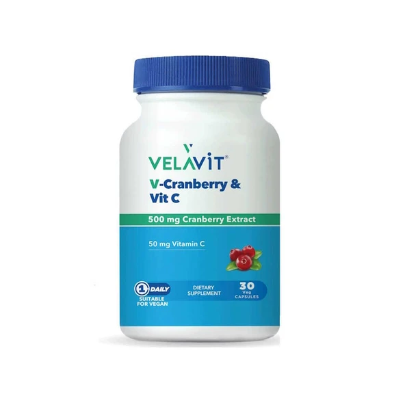 Velavit V-Cranberry & Vit C Takviye Edici Gıda 30 Kapsül ürün görseli