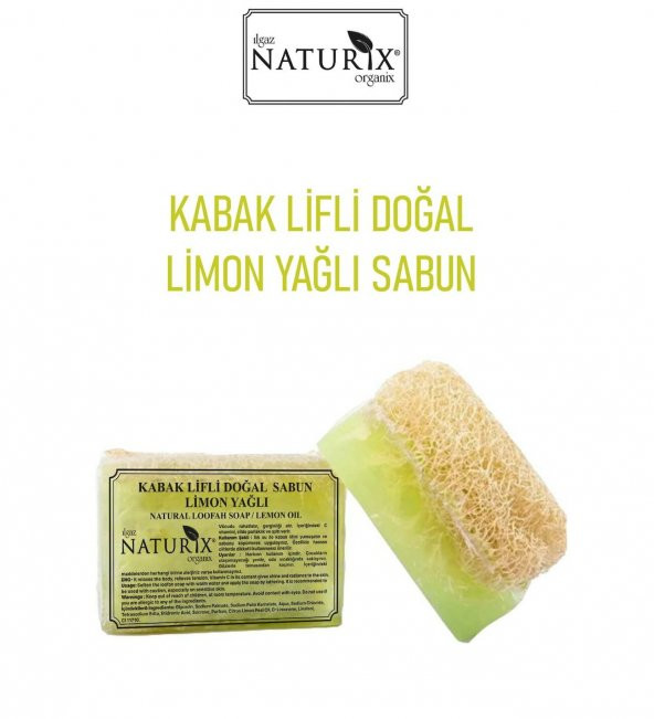 Naturix Doğal Kabak Lifli Limon Yağlı Sabun Akne Karşıtı Sivilce Kurutucu Peeling Etkili Lemon Soap 130 gr