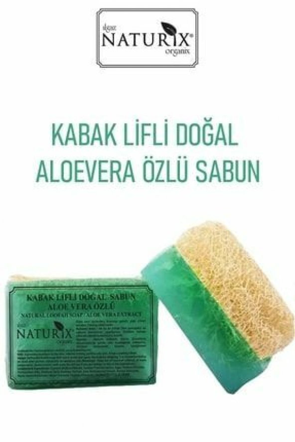 Naturix Doğal Kabak Lifli Aloe Vera Özlü Sabun Kuru Ciltler İçin Nemlendirici Akne Kurutucu Natural Soap