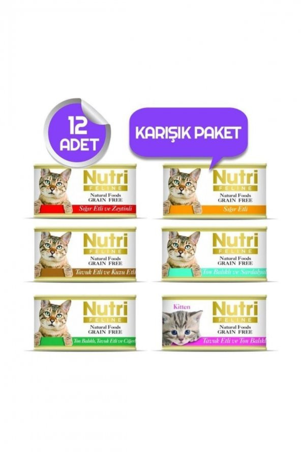 Nutri Feline Tahılsız Kedi Maması 12 li Özel Paket