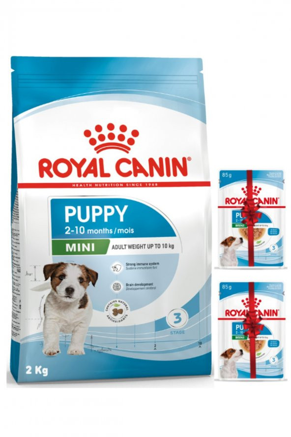 Royal Canin Mini Puppy Küçük Irk Yavru Köpek Maması 2 Kg + 2 Adet 85 Gr Pouch Konserve Yaş Mama Hediye