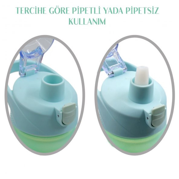 BottleBoss Pastel Renk Geçişli Sızdırmaz Kapak Motivasyon Matarası 1100 Ml Sticker HEDİYELİ Yeşil - 4