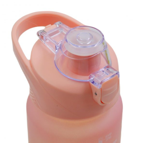 BottleBoss Pastel Renk Geçişli Sızdırmaz Kapak Motivasyon Matarası 1100 Ml Sticker HEDİYELİ Pembe - 7