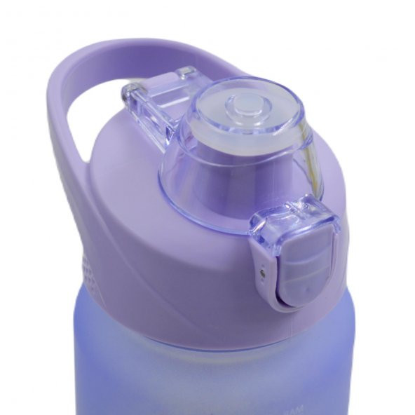 BottleBoss Pastel Renk Geçişli Sızdırmaz Kapak Motivasyon Matarası 1100 Ml Sticker HEDİYELİ Mor - 7