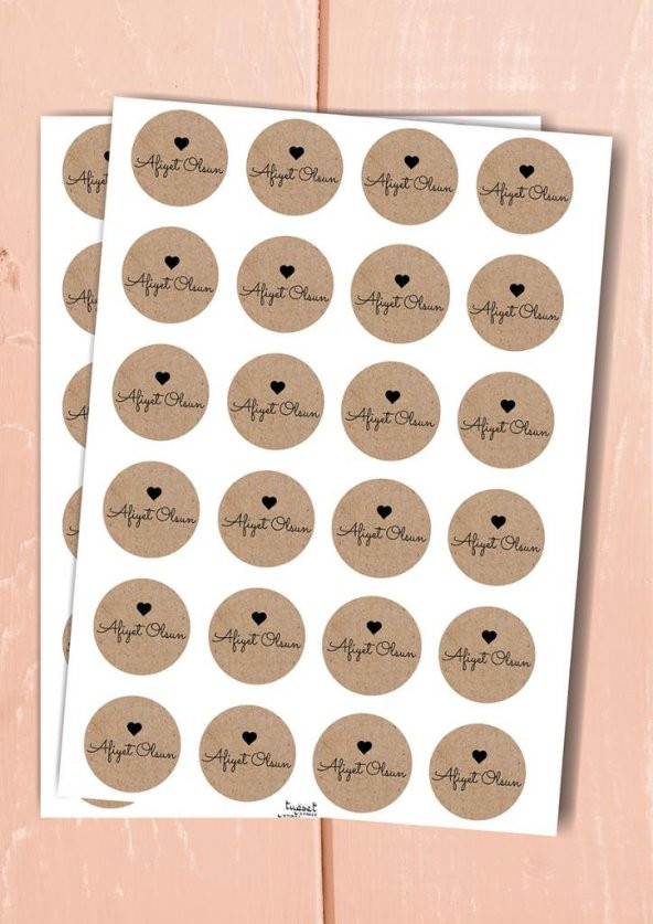 Kraft Sticker Etiket 4 cm 48 adet Afiyet Olsun Etiket-T496 - 3