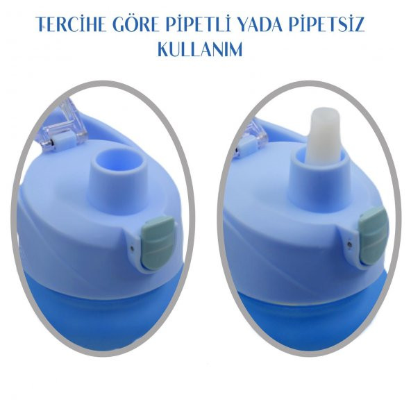 BottleBoss Pastel Renk Geçişli Sızdırmaz Kapak Motivasyon Matarası 1100 Ml Sticker HEDİYELİ Mavi - 4