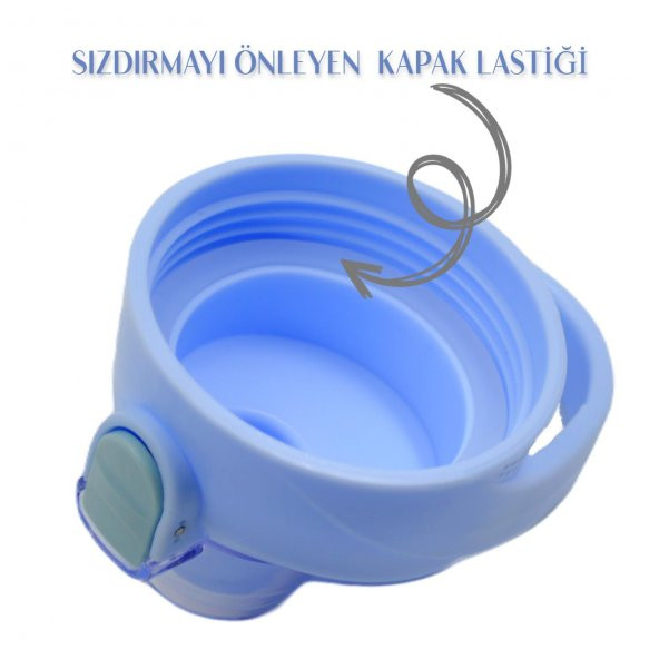 BottleBoss Pastel Renk Geçişli Sızdırmaz Kapak Motivasyon Matarası 1100 Ml Sticker HEDİYELİ Mavi - 5