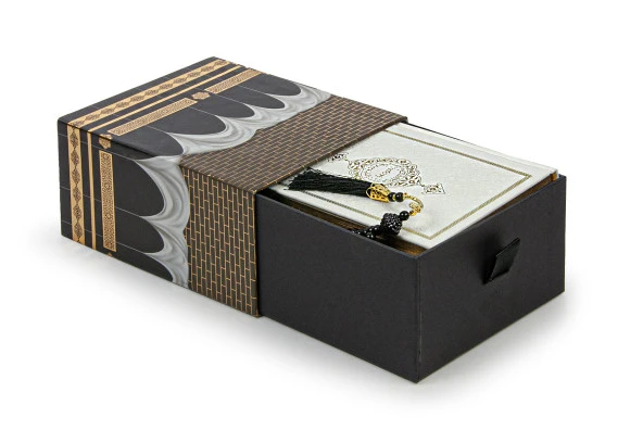 Kabe Kutulu Damat Gelin Bohçasına Uygun Hayrat Kuranı Kerim Çeyizlik Seccade Seti - Resim 4