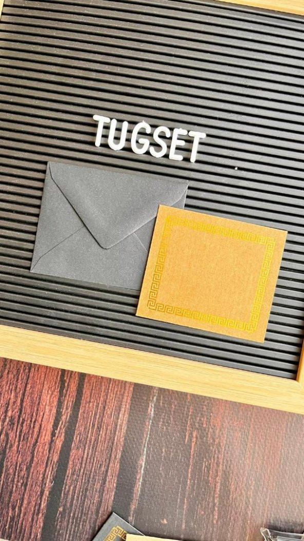 Boş Not Kartı  Kraft Not Kart 5 adet - Siyah Zarf 5 Adet - Kraft Gold-T405