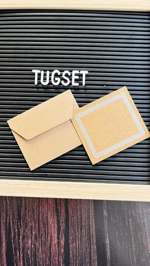 Boş Not Kartı  Kraft Not Kart 5 adet - Kraft Zarf 5 Adet - Kraft Gümüş-T403