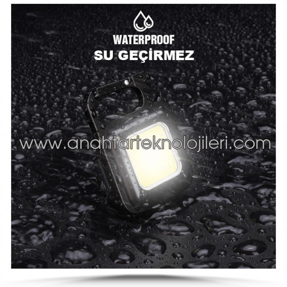 Metal Kasa Mini Led, Anahtarlı  El Feneri, Flash, Mıknatıslı ,  Su Geçirmez, Şişe Açacaklı , Şarjlı - 5