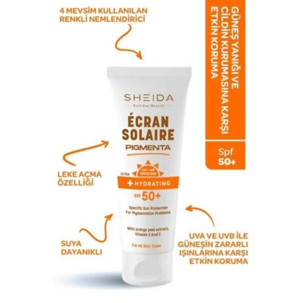 Sheida Ecran Solaire Pigmenta SPF 50+ Günlük Ultra UV Korumalı Renkli Yüz Güneş Kremi 75 ml - 3