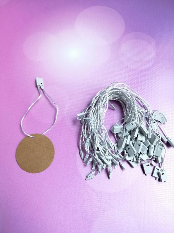 Kilitli İp Renkli Asmalı Etiket Bağlama İpi Lock String Tag Rope 100 Adet Gri-T368