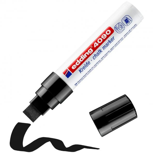 Edding Cam Kalemi Ayna Kalemi Yazı Tahtası Kalemi KALIN UÇLU SİYAH Edding Mağaza Camı Kalemi Likit Tebeşir Kalem