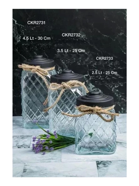 Cooker CKR2732 Cam Siyah Kapaklı Kavanoz 25 Cm - 2