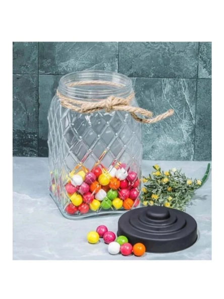 Cooker CKR2732 Siyah Kapaklı Cam Kavanoz 25 Cm