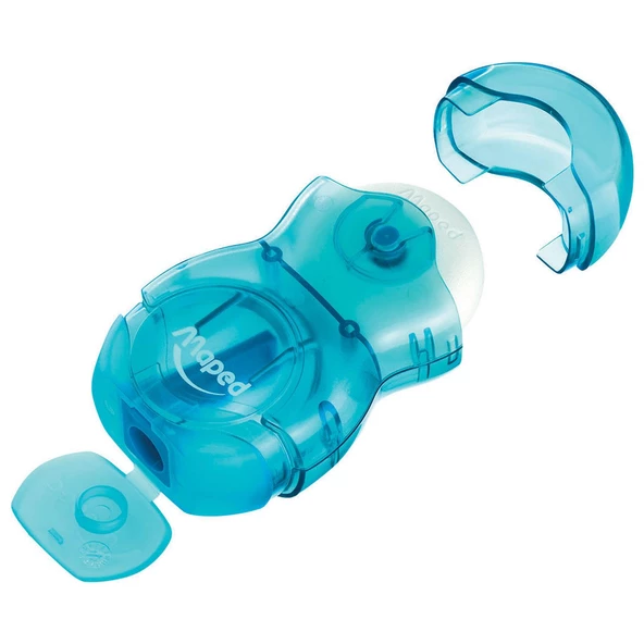 Maped Transparan Hazneli Kalemtraş ve Kapaklı Silgi MAVİ