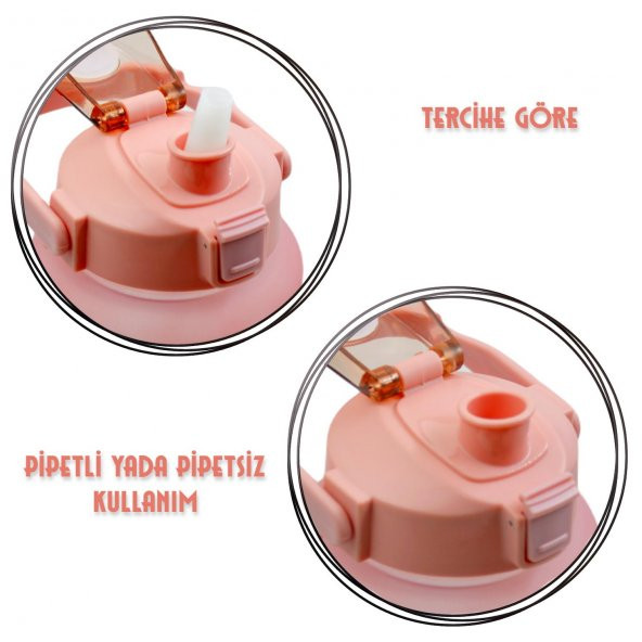 BottleBoss Pastel Renk Geçişli Sızdırmaz Kapak Motivasyon Matarası 2 Litre Sticker HEDİYELİ Pembe - 4