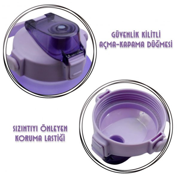 BottleBoss Pastel Renk Geçişli Sızdırmaz Kapak Motivasyon Matarası 2 Litre Sticker HEDİYELİ Mor - 3