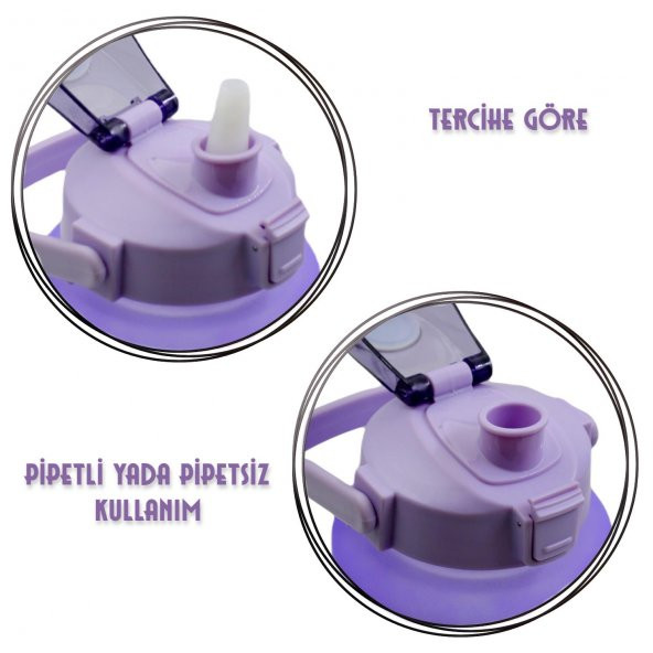 BottleBoss Pastel Renk Geçişli Sızdırmaz Kapak Motivasyon Matarası 2 Litre Sticker HEDİYELİ Mor - 4