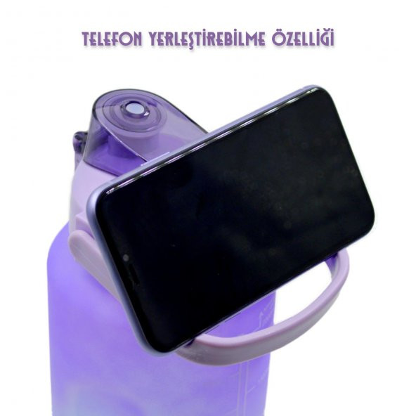 BottleBoss Pastel Renk Geçişli Sızdırmaz Kapak Motivasyon Matarası 2 Litre Sticker HEDİYELİ Mor - 5