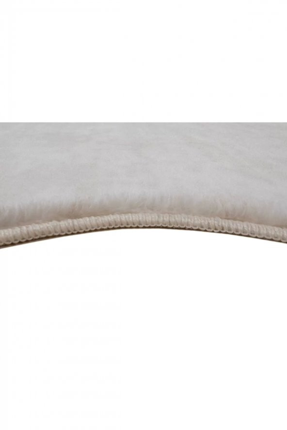 Orkide Halı Modern Dekoratif Halı Jel Kaymaz Taban Peluş Puffy Yuvarlak Post Krem Dalga Desenli  KREM 120 x 120 - 3