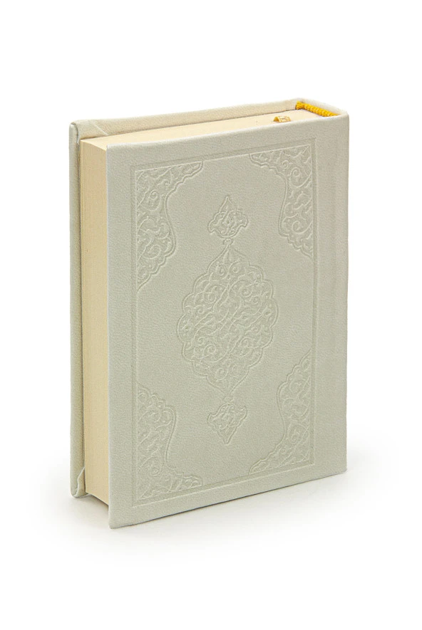 İnci Tesbih ve Zikirmatikli Krem Medine Hatlı Kuranı Kerim Seti Dini Hediyelik - Resim 4
