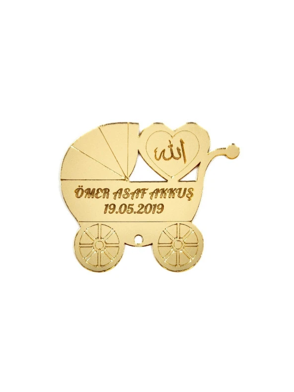 10 Adet Hediyelik Aynalı Pleksi Mıknatıslı Dolap Süsü Bebek Arabası Desen - 2