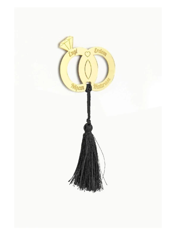 10 Adet Hediyelik Aynalı Pleksi Mıknatıslı Dolap Süsü Yüzük Desen Söz Nişah