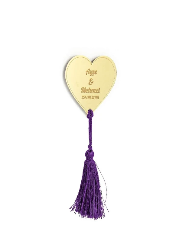 10 Adet Hediyelik Aynalı Pleksi Mıknatıslı Dolap Süsü Kalpli