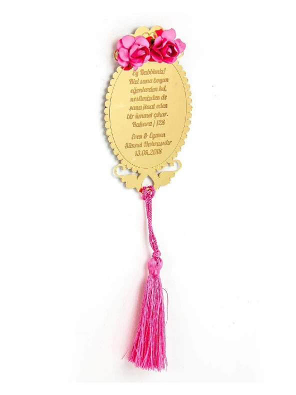 10 Adet Aynalı Pleksi Mıknatıslı Dolap Süsü Pembe Püskül