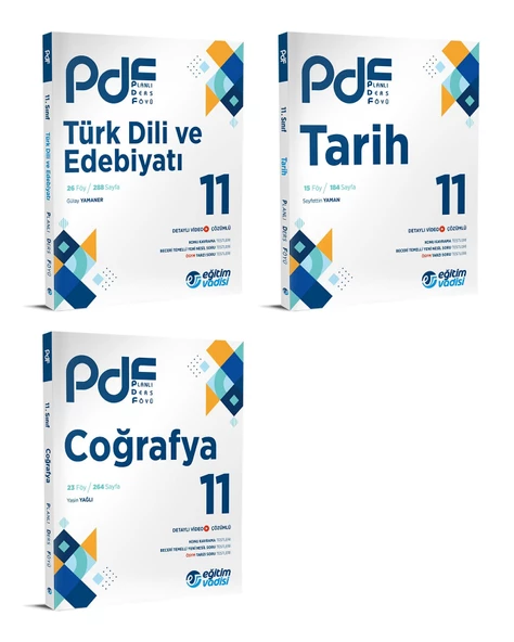 Eğitim Vadisi 2024 11. Sınıf Edebiyat + Tarih + Coğrafya Pdf Seti 3 Kitap