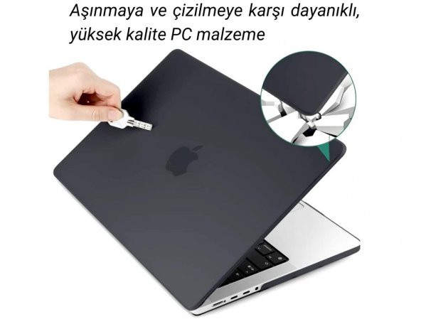 Peeq MacBook Pro 13.3 inç Polikarbon Şeffaf Koruyucu Kılıf A2338 (2020) M1 - 6