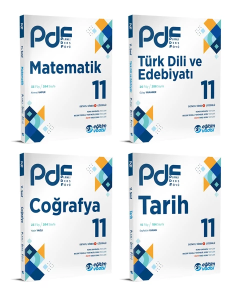 Eğitim Vadisi 2024 11. Sınıf Matematik + Edebiyat + Tarih + Coğrafya Pdf Seti 4 Kitap
